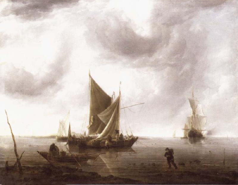 REMBRANDT Harmenszoon van Rijn Ships at Anchor on a Calm Sea